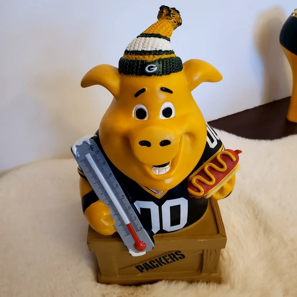 Green Bay Packers Pigskin Pig Coin Bank Figurine‎ NFL 5